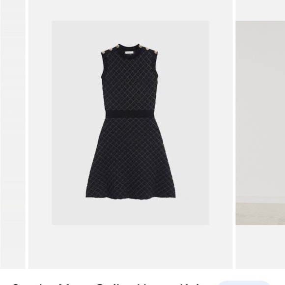 Sandro black quilted sleeveless dress with gold  buttons size small - Picture 2 of 4